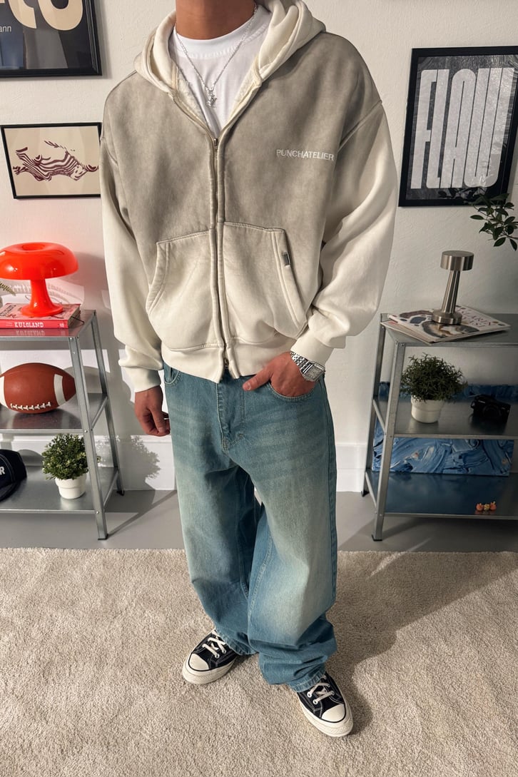 Punchatelıer Nakışlı Crop Zip Hoodie