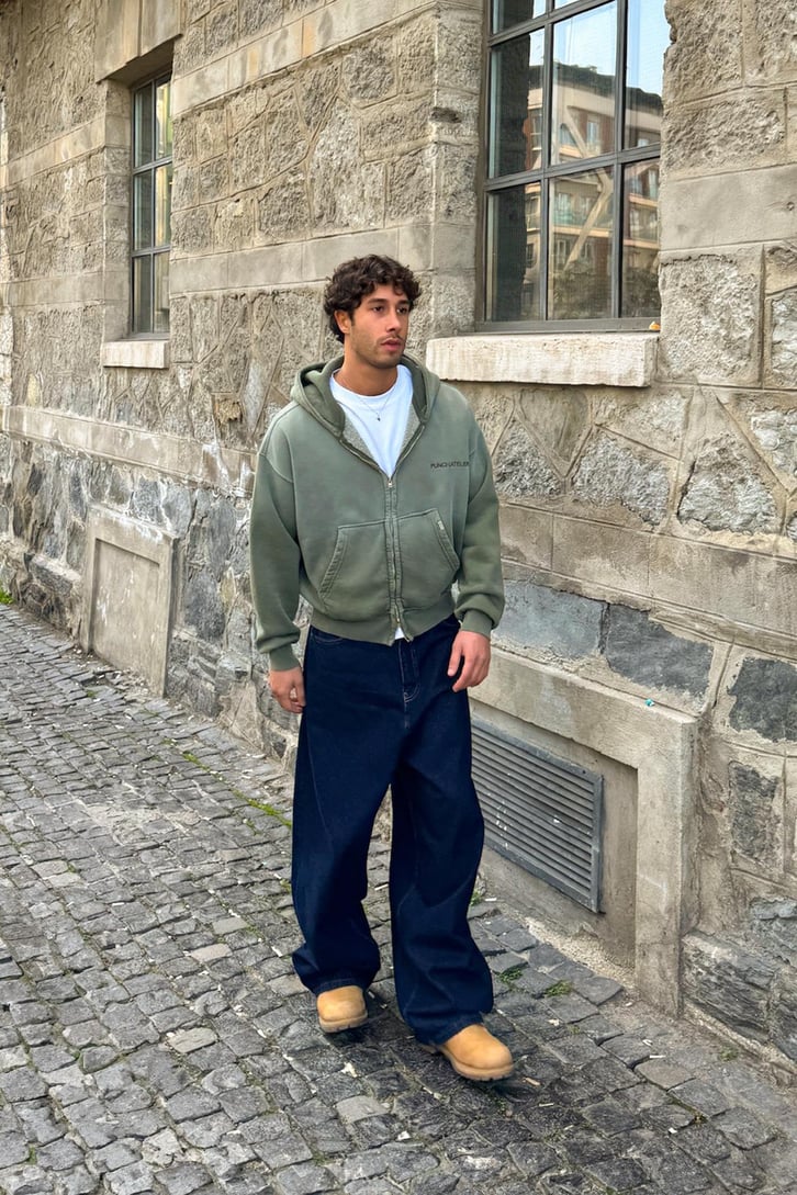 Punchatelıer Nakışlı Crop Zip Hoodie