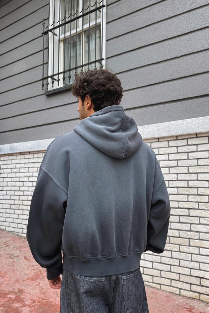 Punchatelıer Nakışlı Crop Zip Hoodie