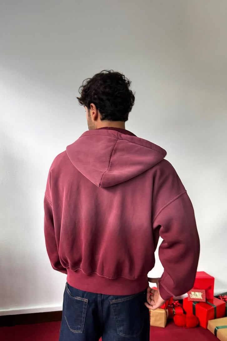 Punchatelıer Nakışlı Crop Zip Hoodie