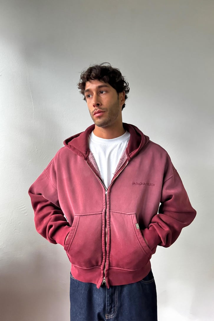 Punchatelıer Nakışlı Crop Zip Hoodie