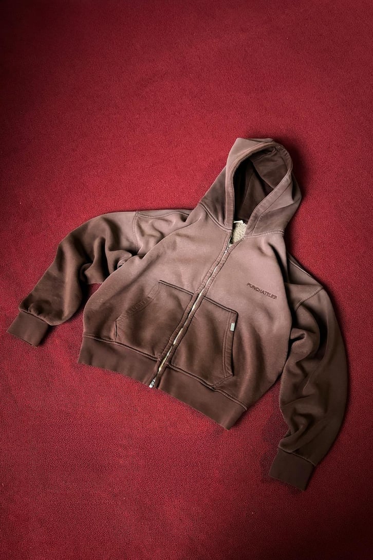 Punchatelıer Nakışlı Crop Zip Hoodie