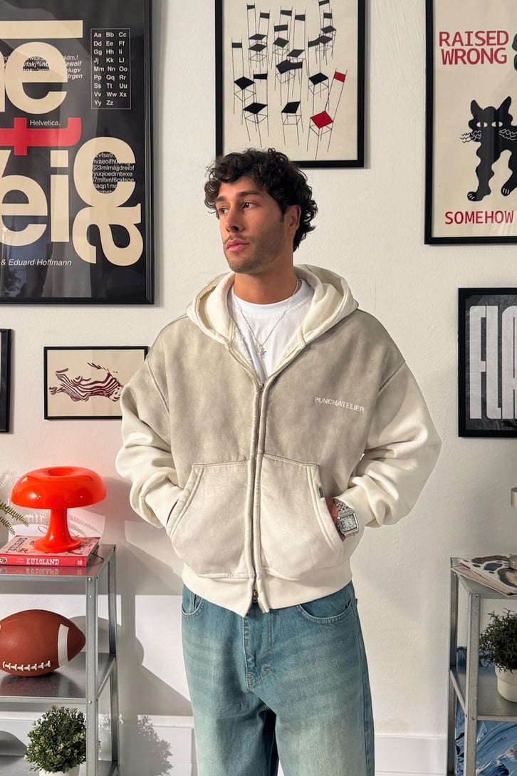 Punchatelıer Nakışlı Crop Zip Hoodie