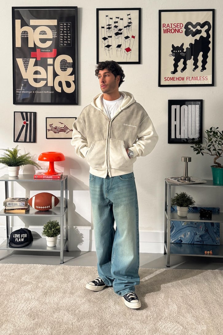 Punchatelıer Nakışlı Crop Zip Hoodie
