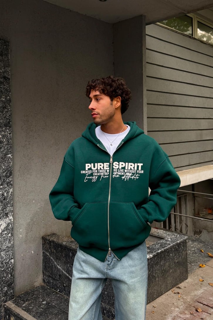 Pure Spırıt Baskılı Hoodie