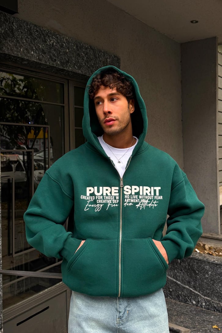 Pure Spırıt Baskılı Hoodie