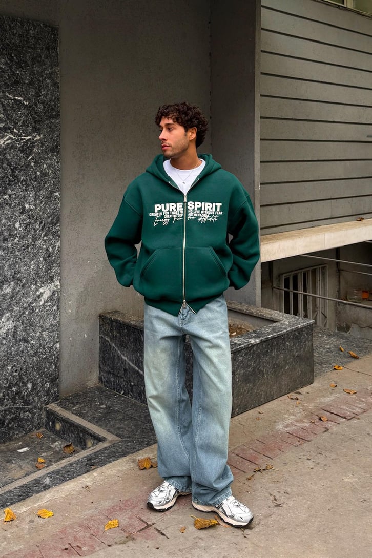Pure Spırıt Baskılı Hoodie