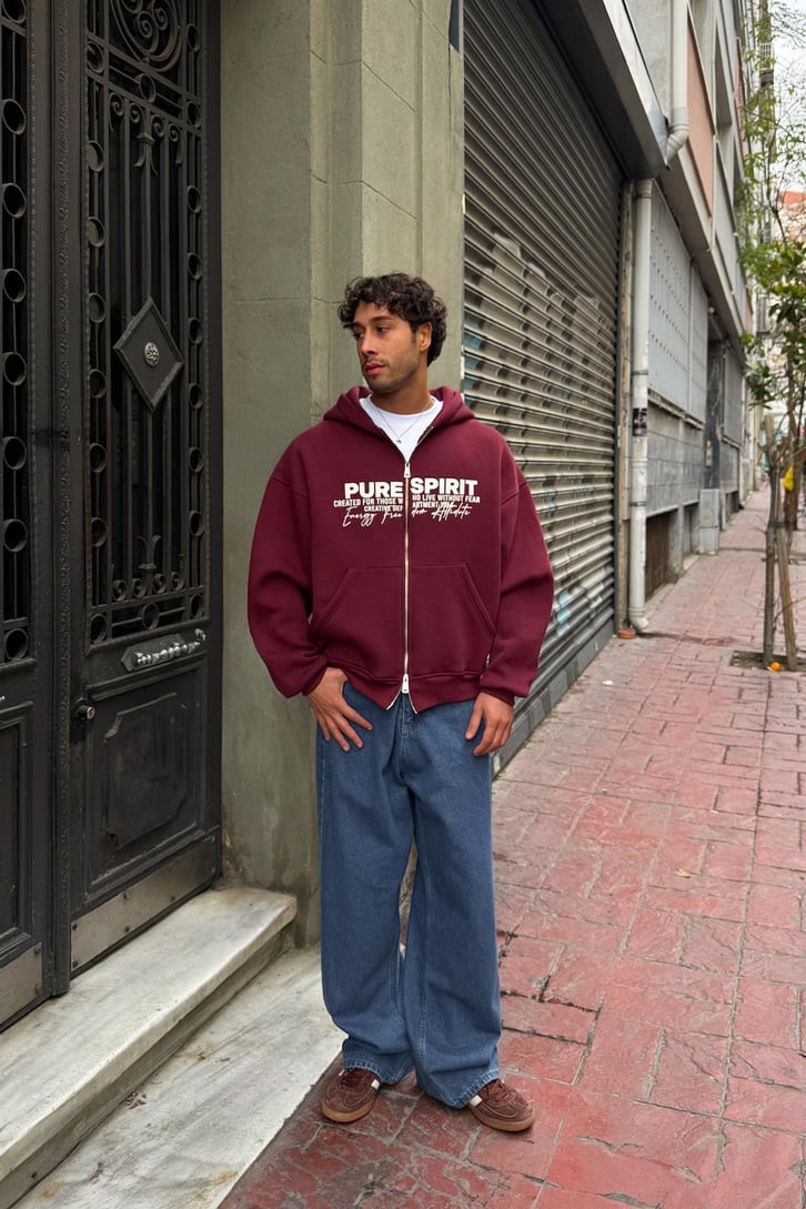 Pure Spırıt Baskılı Hoodie