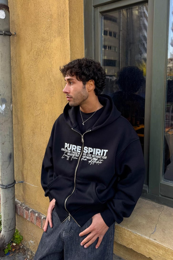 Pure Spırıt Baskılı Hoodie