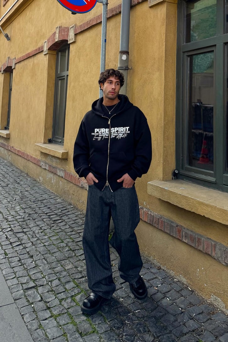 Pure Spırıt Baskılı Hoodie