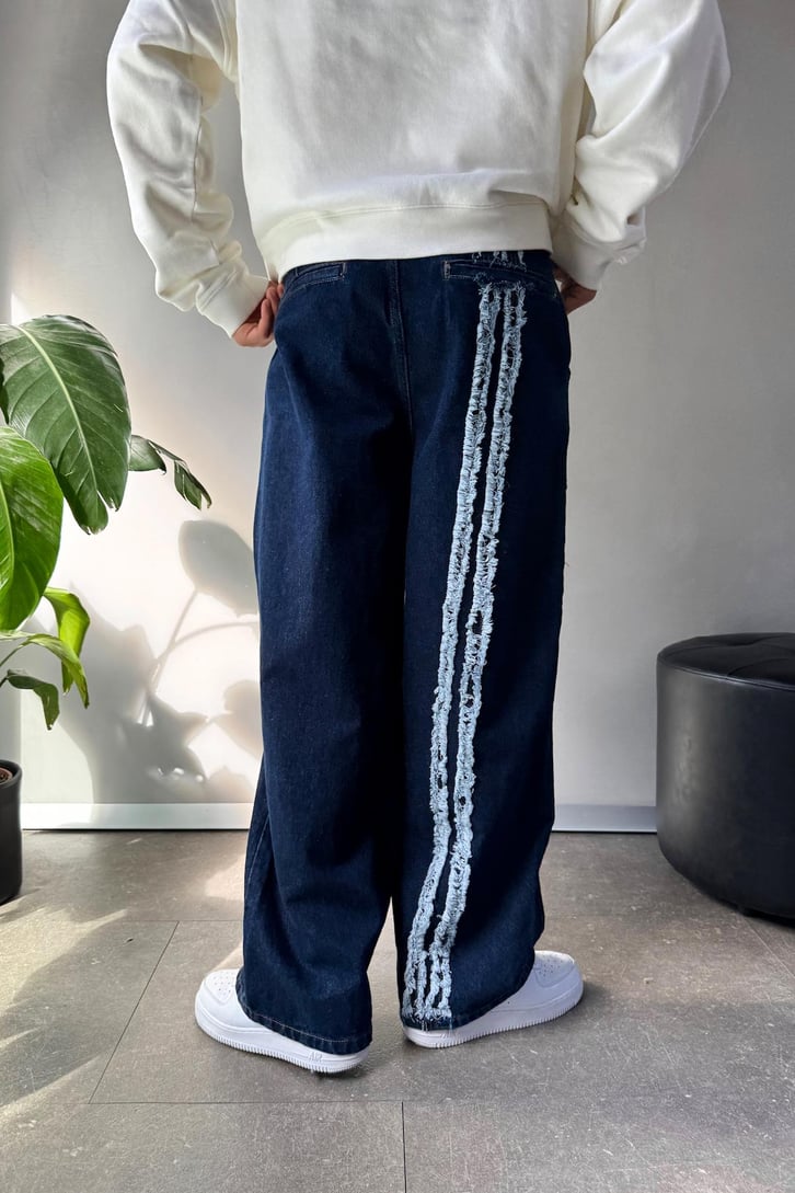 Püskül Şeritli Baggy Jean