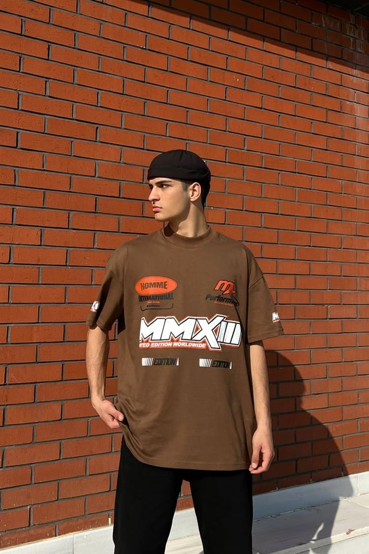 Racing Edition Kahverengi Oversize Tişört