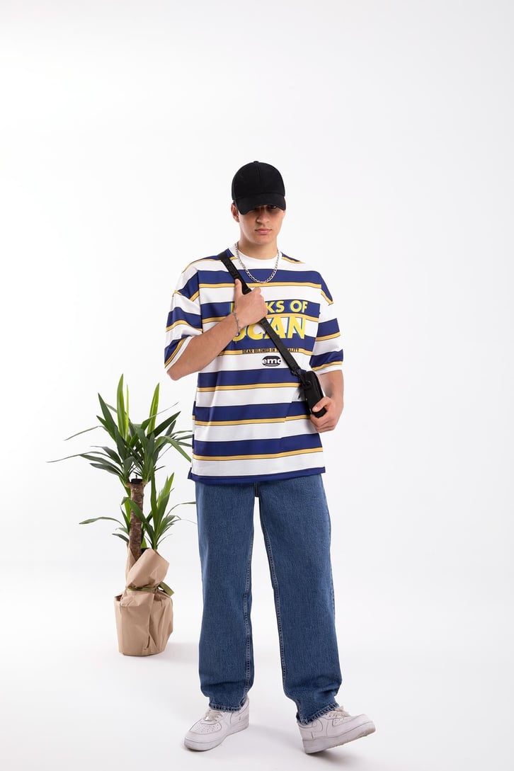 Ranks of Scan Çizgili Oversize Tshirt