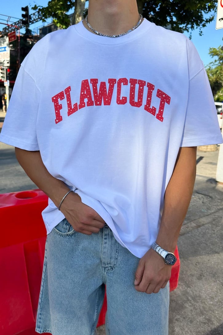 Red Sign Flawcult Oversize Tişört