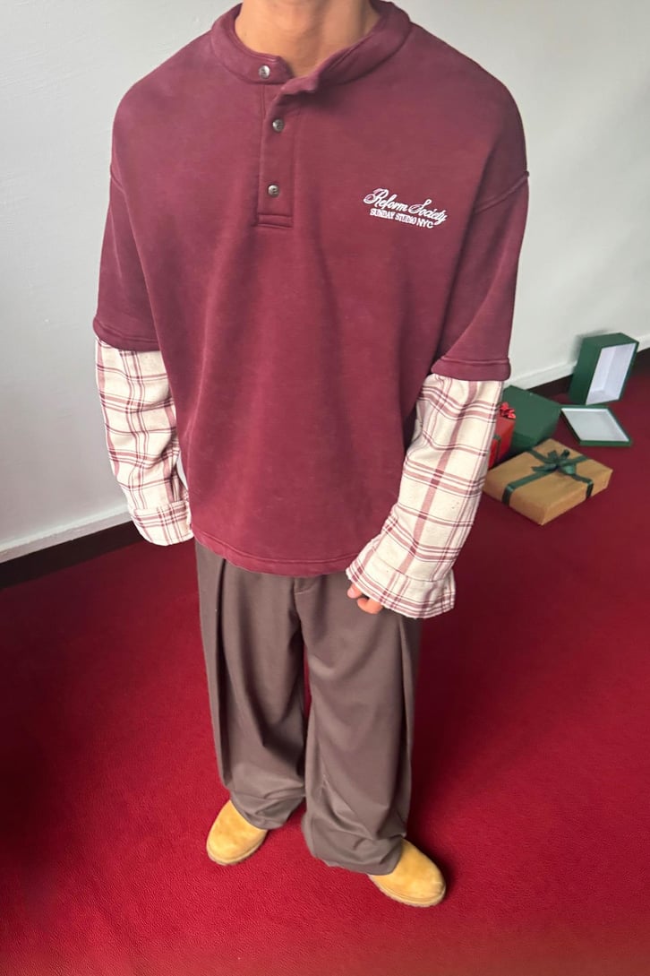 Reform Nakışlı Yaka Düğmeli Sweatshirt