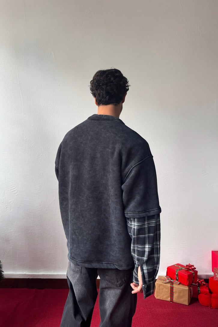 Reform Nakışlı Yaka Düğmeli Sweatshirt