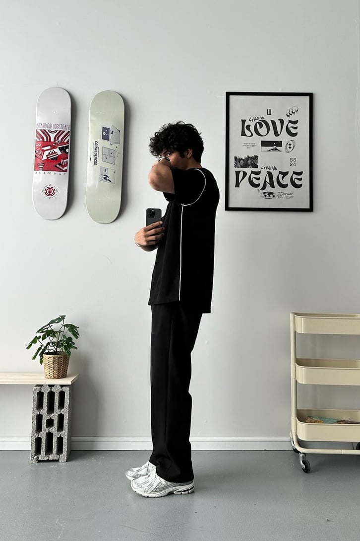 Reglan Kol Biye Detaylı Oversize Tişört