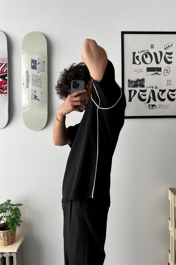 Reglan Kol Biye Detaylı Oversize Tişört