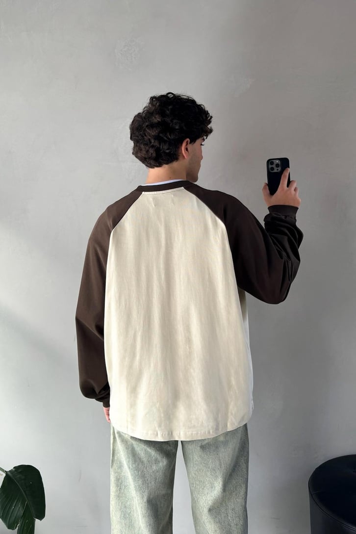 Reglan Kol Oversize Koyu Kahve Long Sleeve Tişört