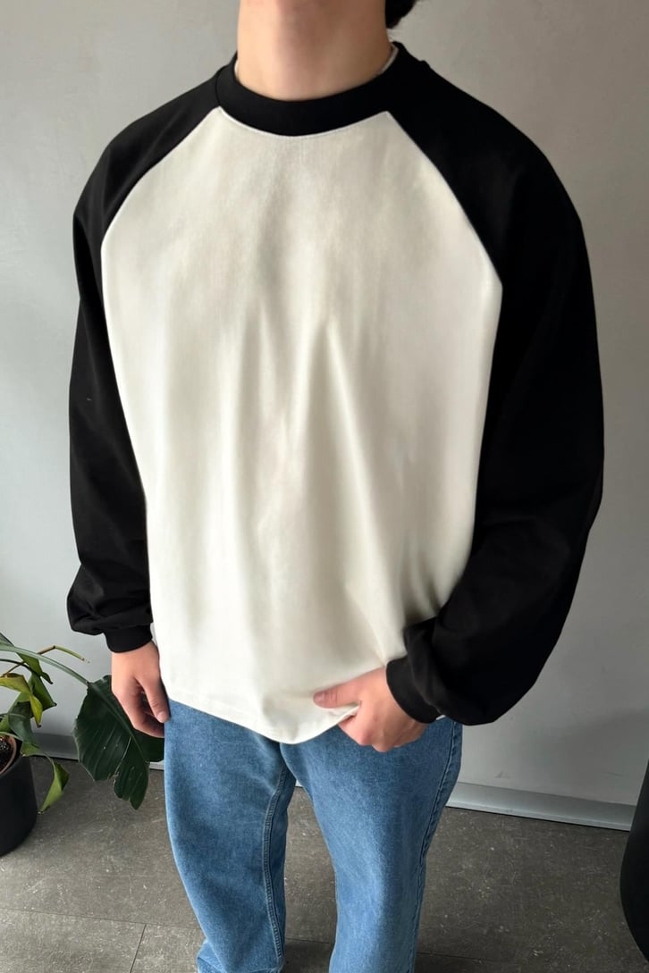 Reglan Kol Oversize Siyah Long Sleeve Tişört