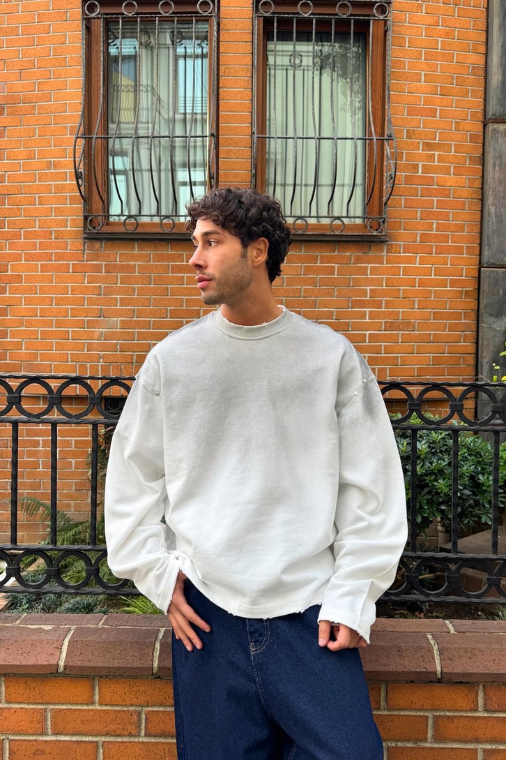 Renk Geçişli Crop Sweatshirt