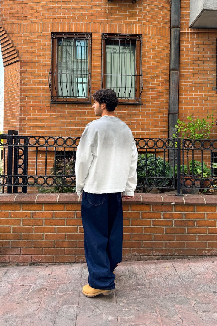 Renk Geçişli Crop Sweatshirt
