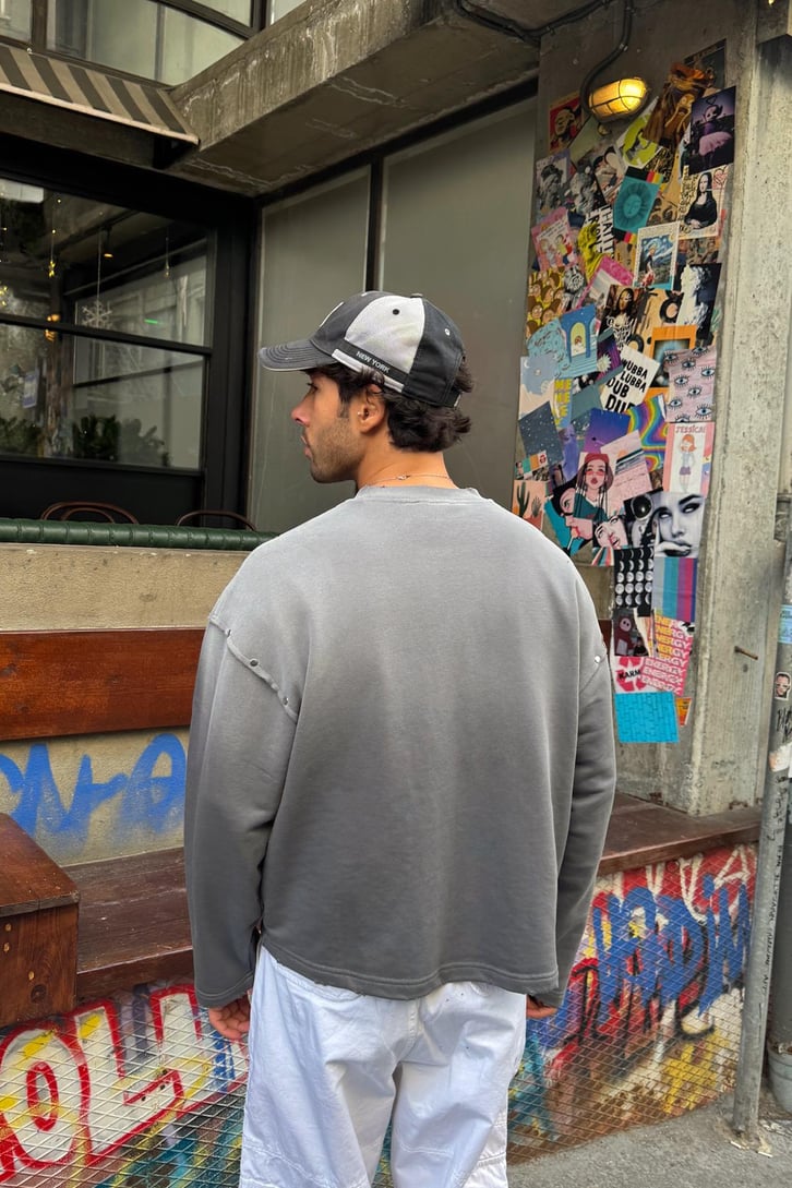 Renk Geçişli Crop Sweatshirt
