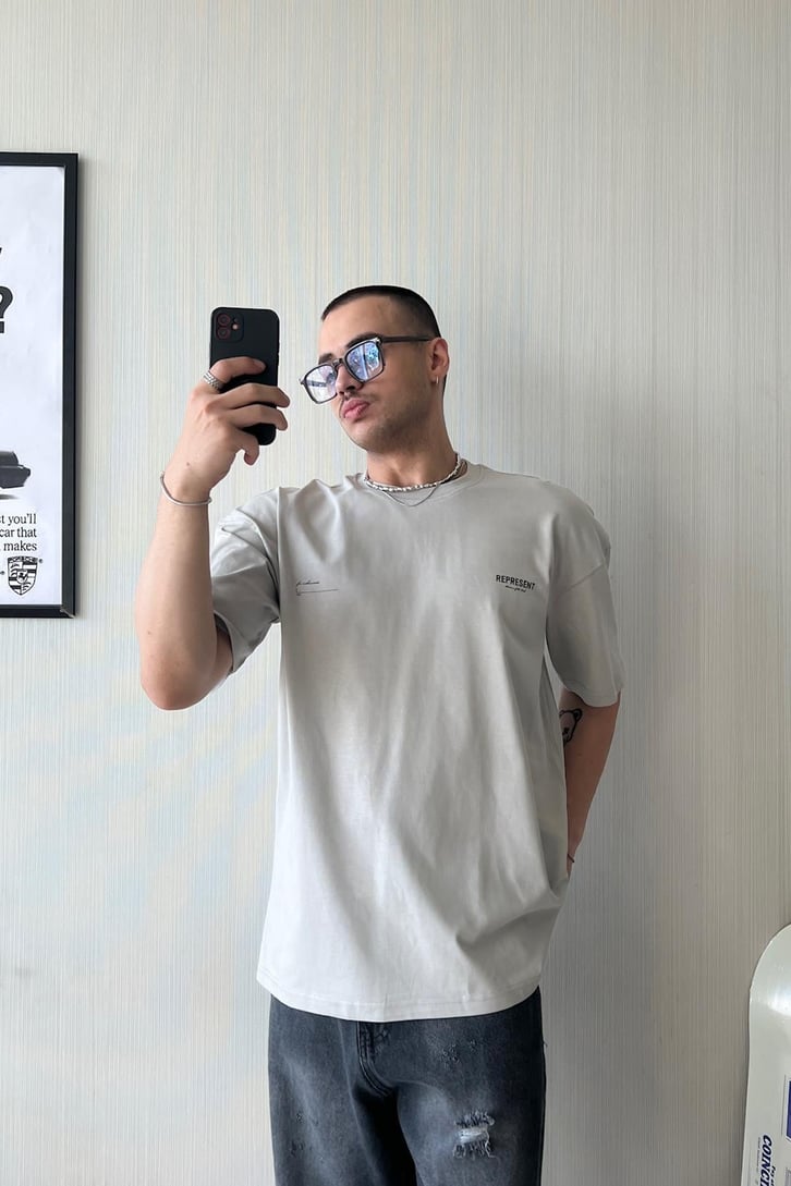 Represent Sırt Baskılı Oversize Tişört