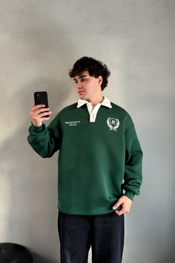 Represent Team Baskılı Polo Yaka Sweatshirt