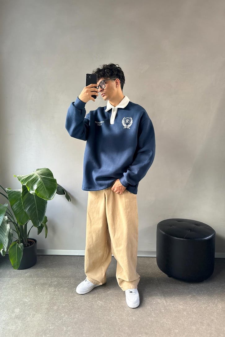 Represent Team Baskılı Polo Yaka Sweatshirt
