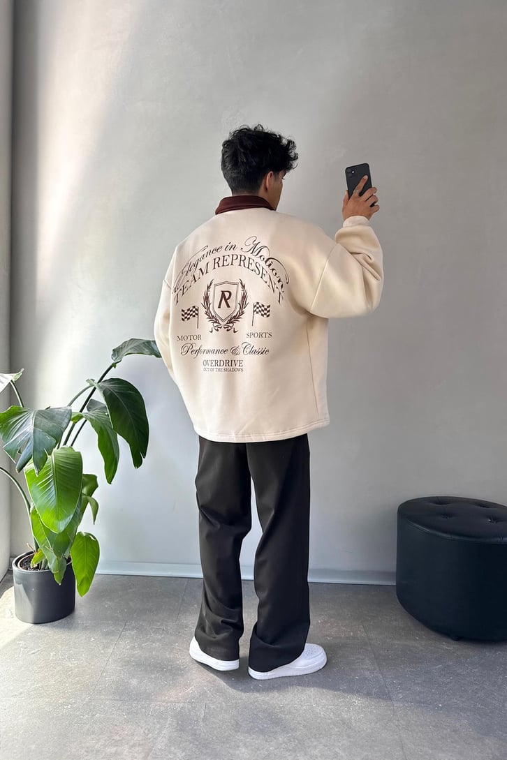 Represent Team Baskılı Polo Yaka Sweatshirt