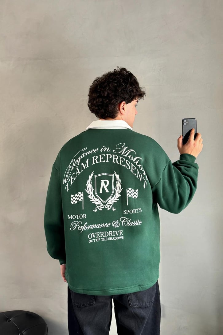 Represent Team Baskılı Polo Yaka Sweatshirt