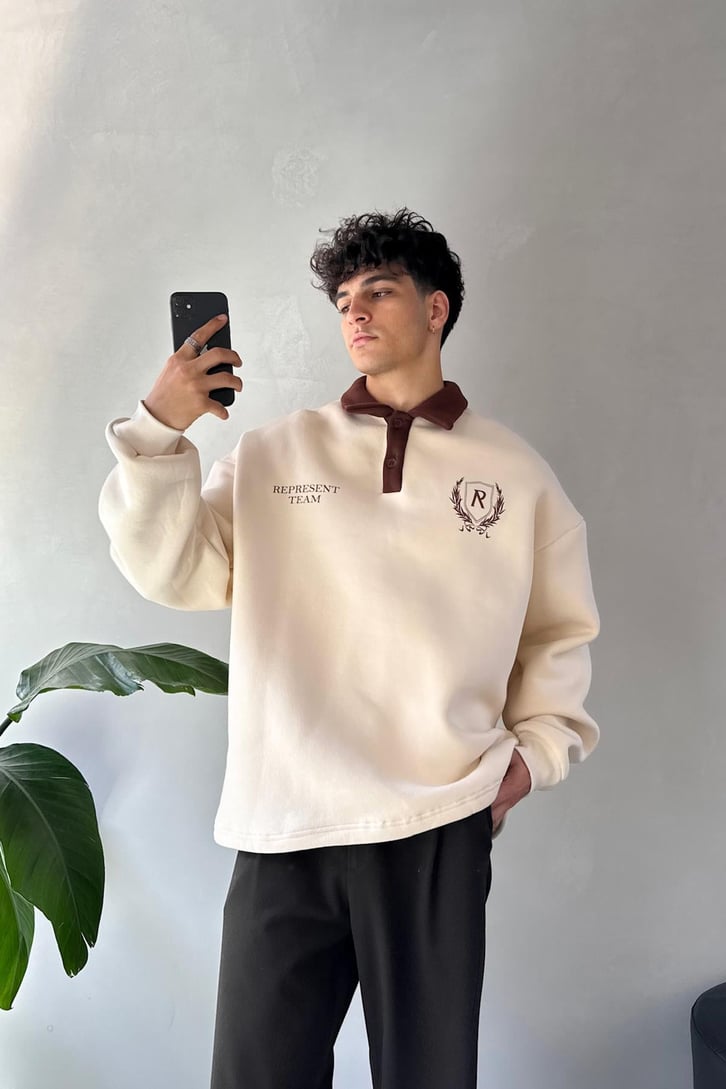 Represent Team Baskılı Polo Yaka Sweatshirt