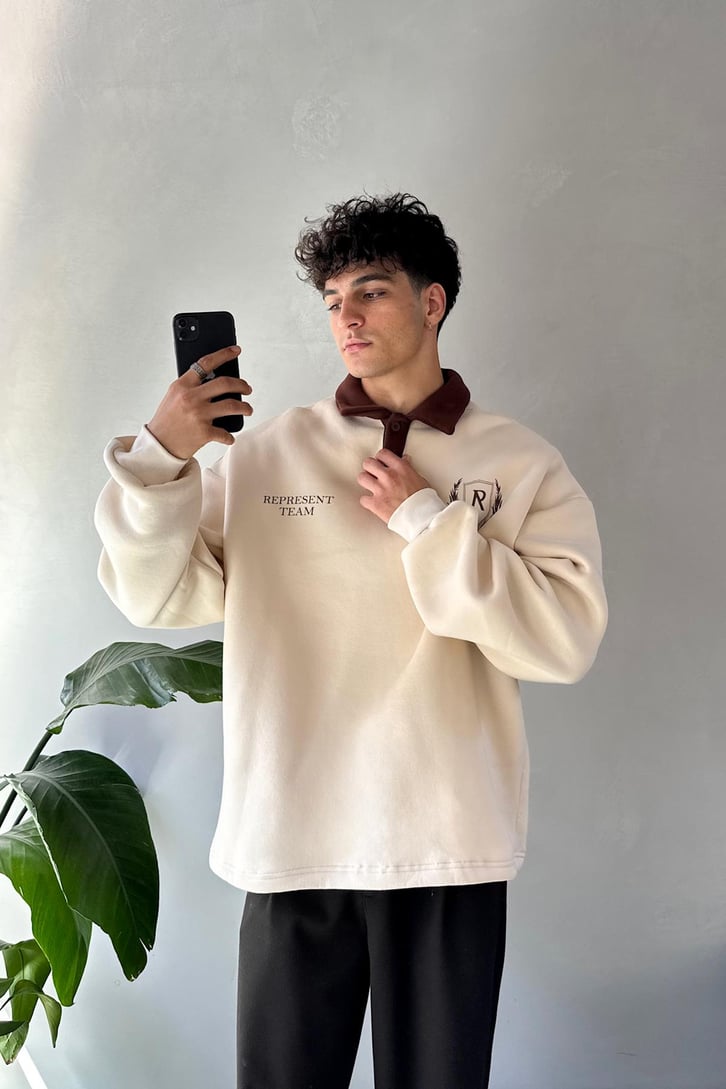 Represent Team Baskılı Polo Yaka Sweatshirt