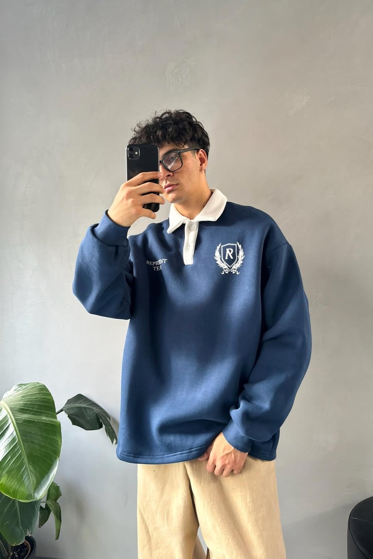Represent Team Baskılı Polo Yaka Sweatshirt