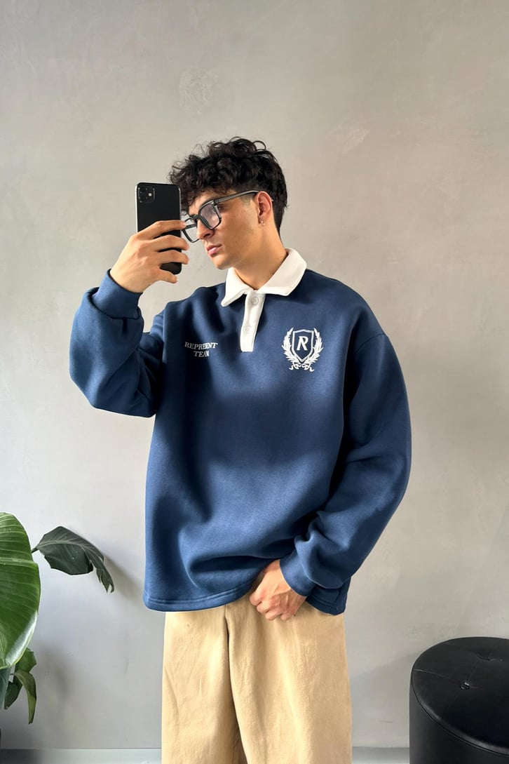 Represent Team Baskılı Polo Yaka Sweatshirt