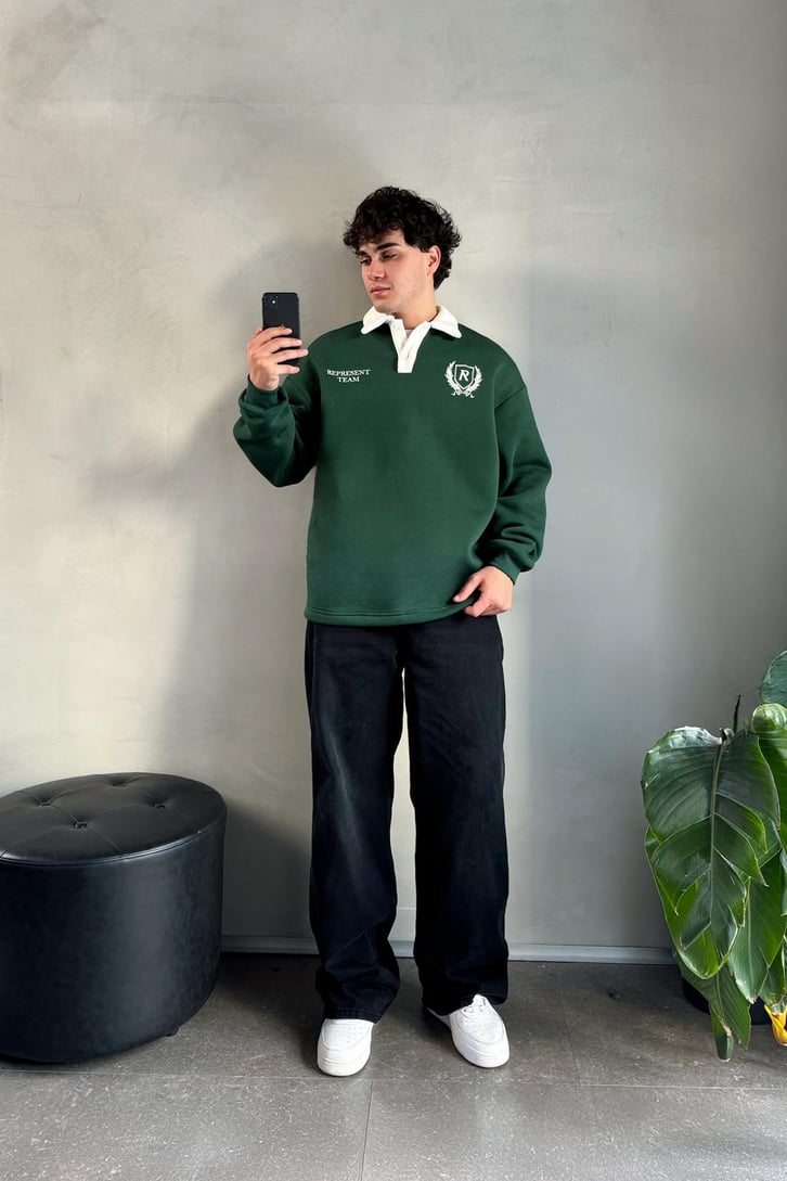 Represent Team Baskılı Polo Yaka Sweatshirt