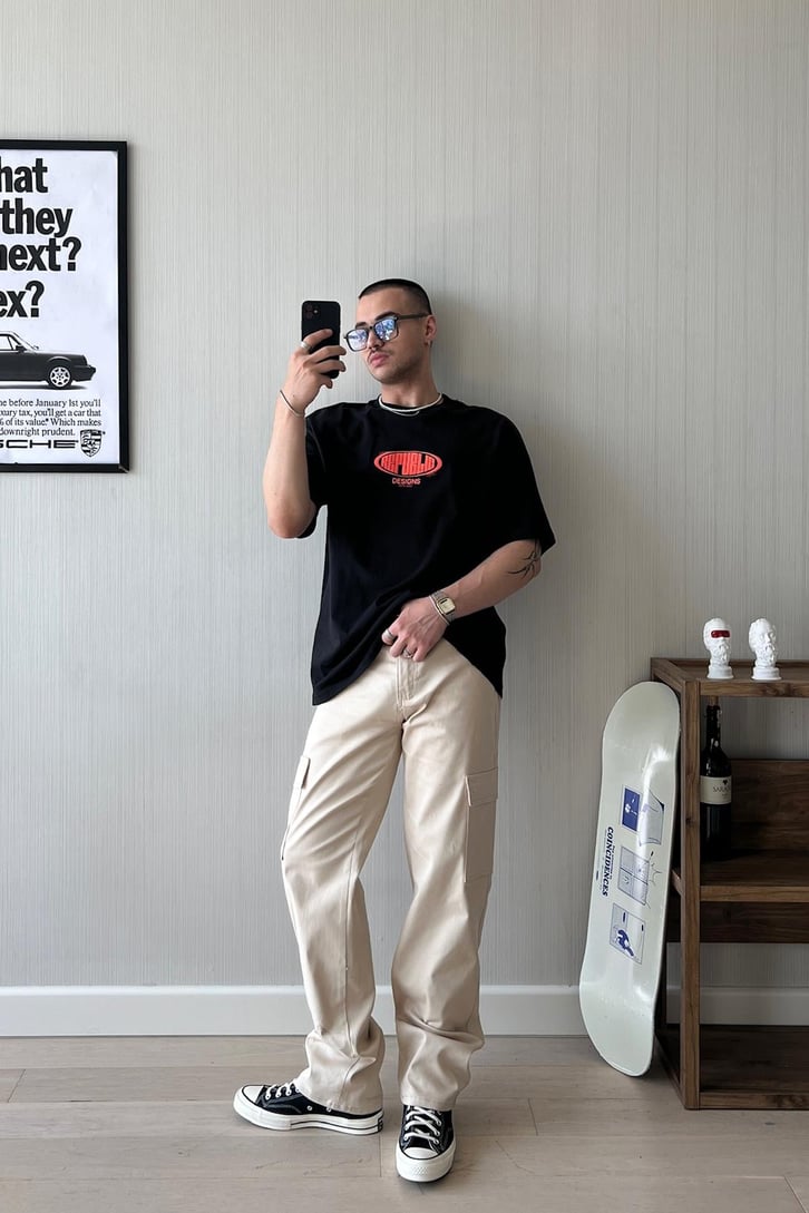 Republic 02 Baskılı Oversize Tişört