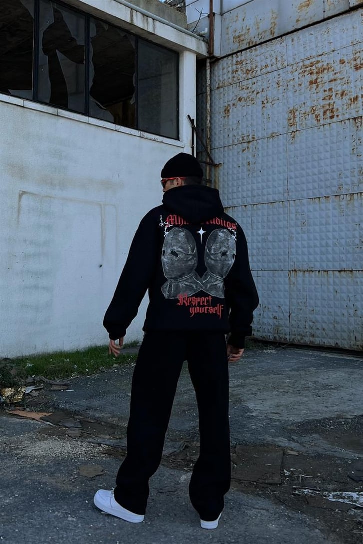 Respect Yourself Sırt Baskılı Siyah Hoodie