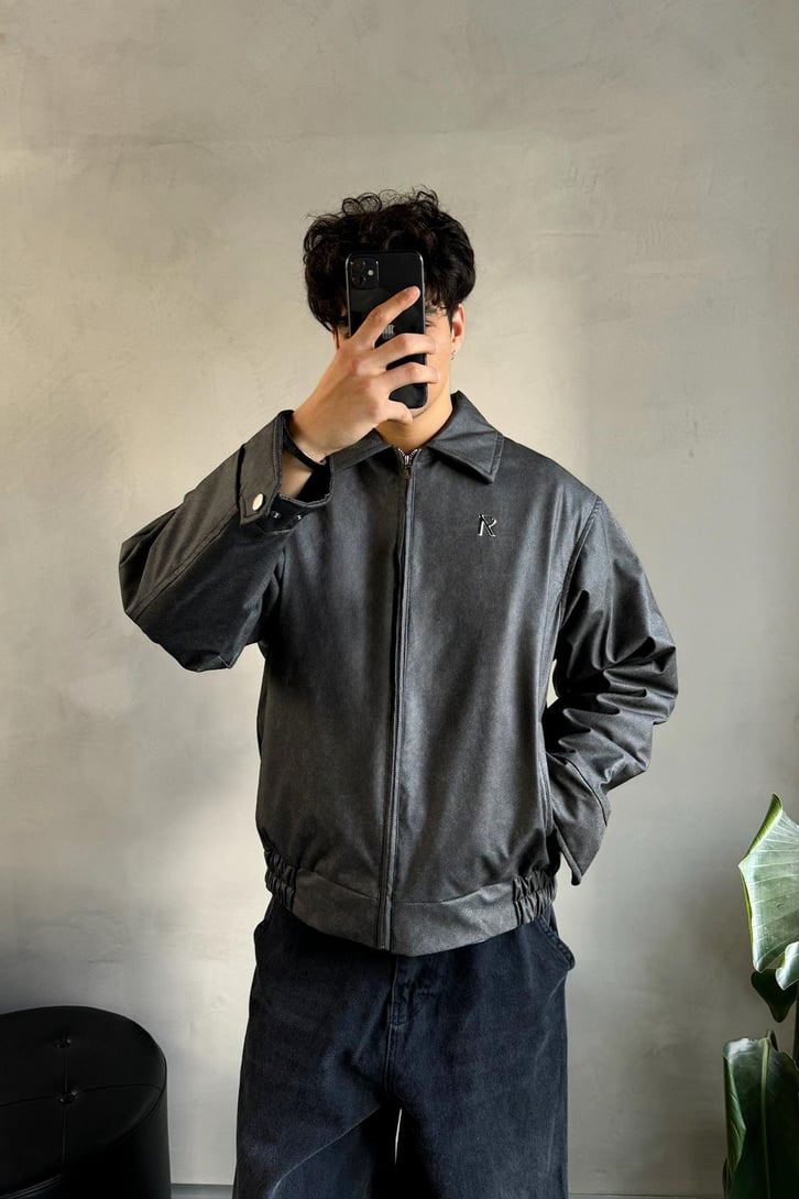 Retro Baskılı Bomber Ceket