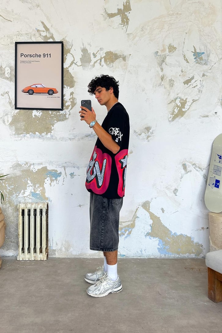 Rev Graffiti Baskılı Oversize Tişört