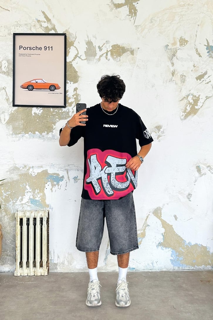 Rev Graffiti Baskılı Oversize Tişört