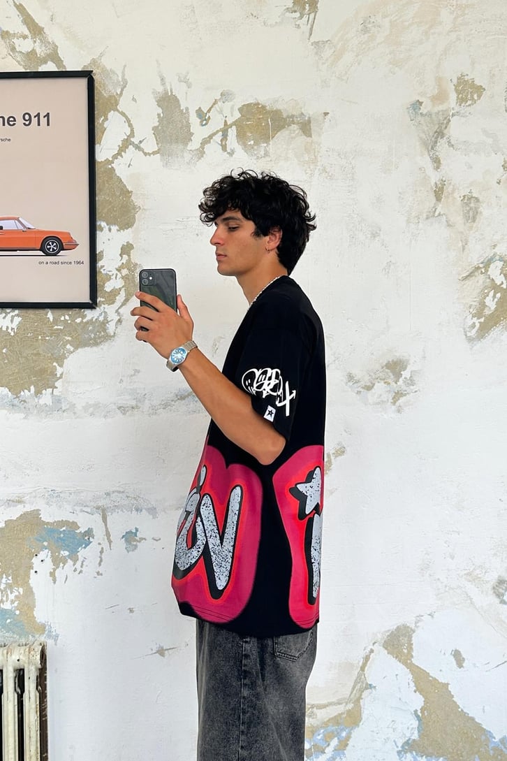 Rev Graffiti Baskılı Oversize Tişört