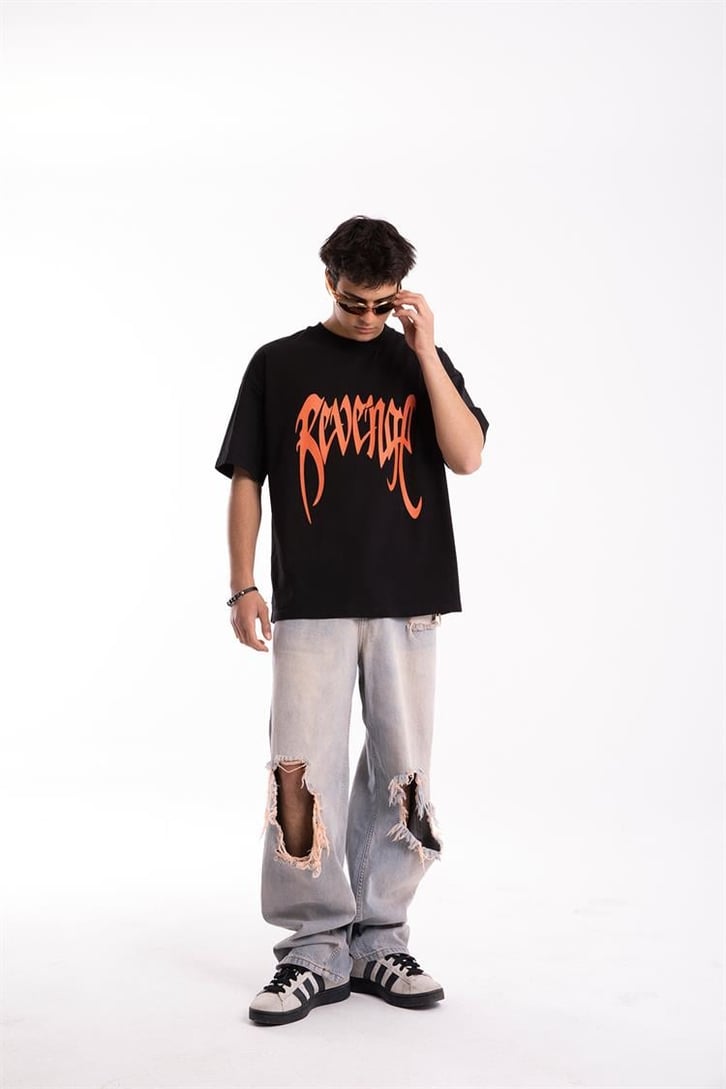 Revenge Baskılı Oversize Tshirt