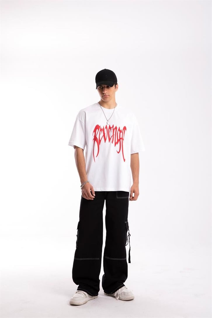 Revenge Baskılı Oversize Tshirt