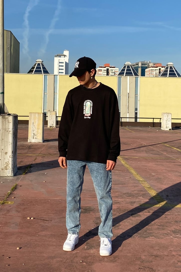Rick&Morty Oversize Printed Longsleeve Tee