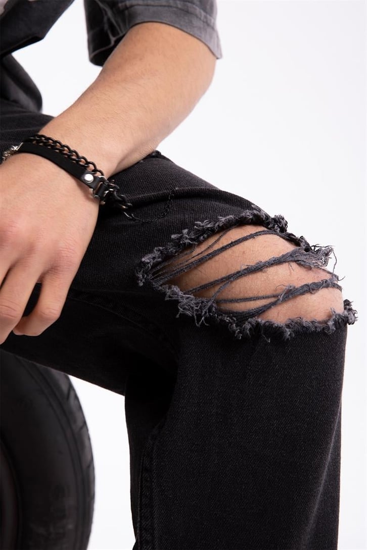Ripped Detail Antrasit Regular Fit Jean