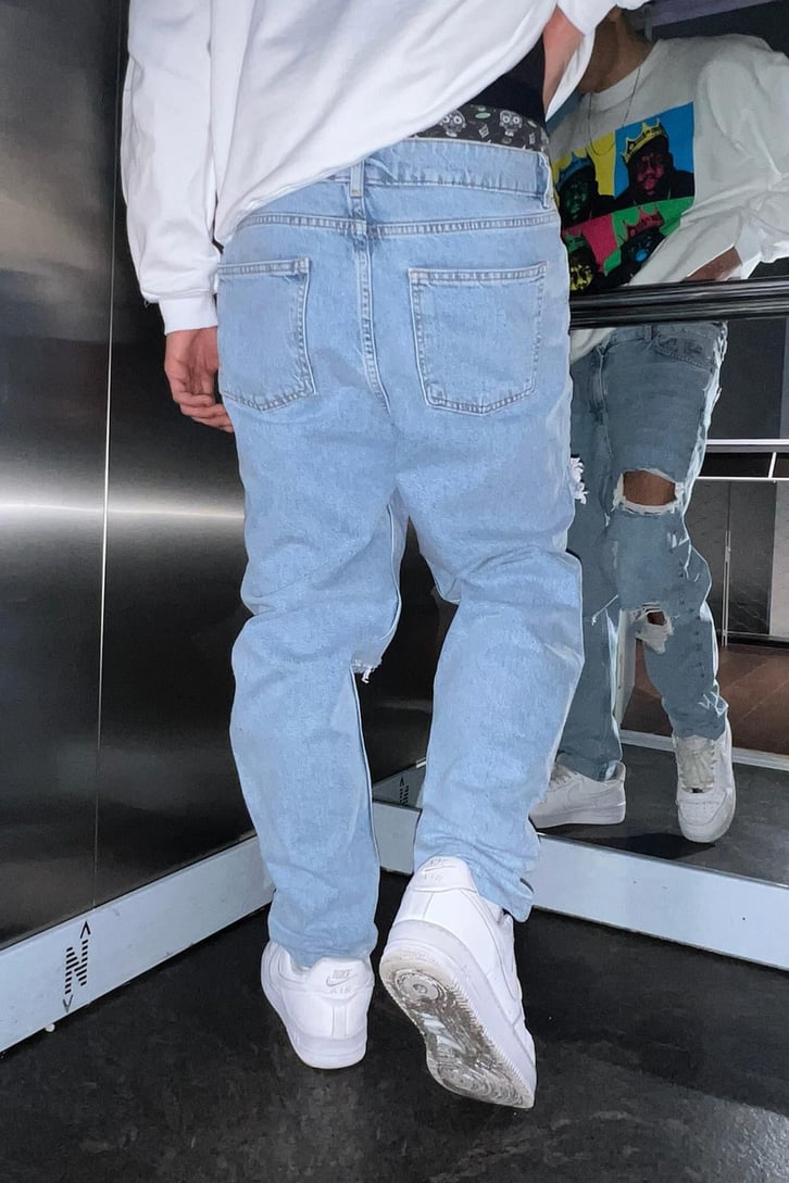 Ripped Detail Buz Mavi Regular Fit Jean