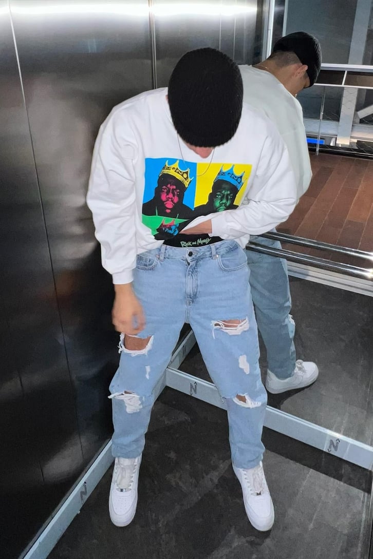 Ripped Detail Buz Mavi Regular Fit Jean