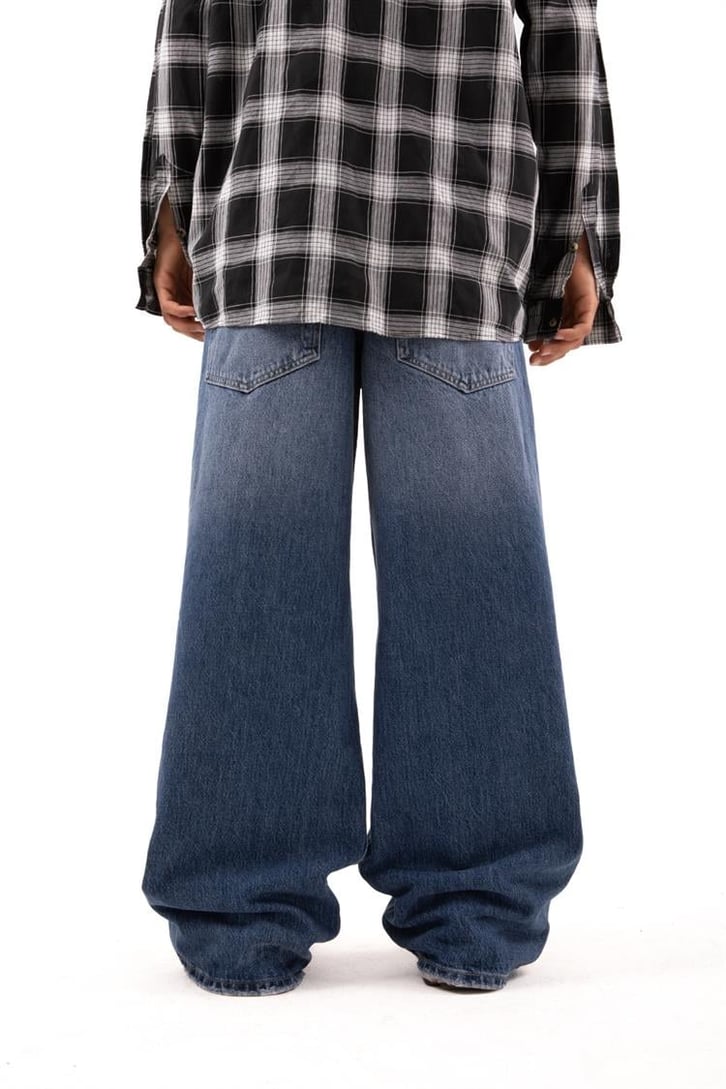 Ripped Detail Koyu Mavi Baggy Jean